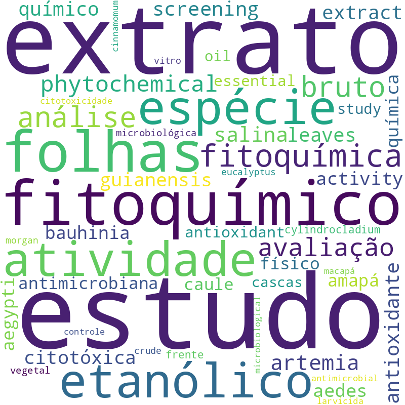 Nuvem de termos dos títulos das publicações